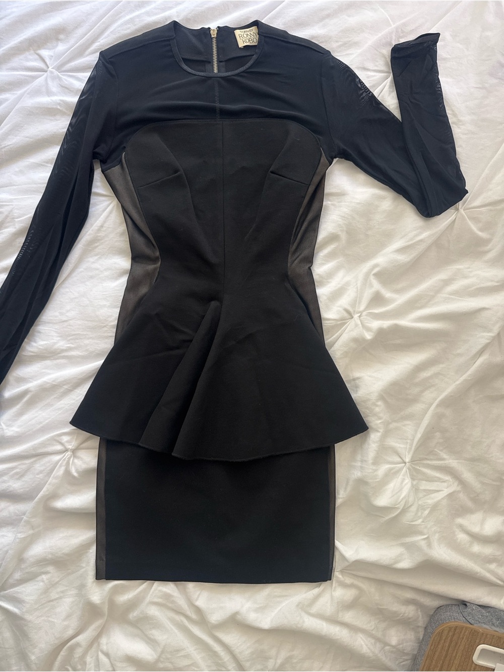 Ronny Kobo Collection Black Long-Sleeve Peplum Dress